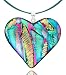 Sterling Silver Dichroic Glass Aqua, Pink and Yellow Heart-Shaped Pendant on Stainless Steel Wire, 18"