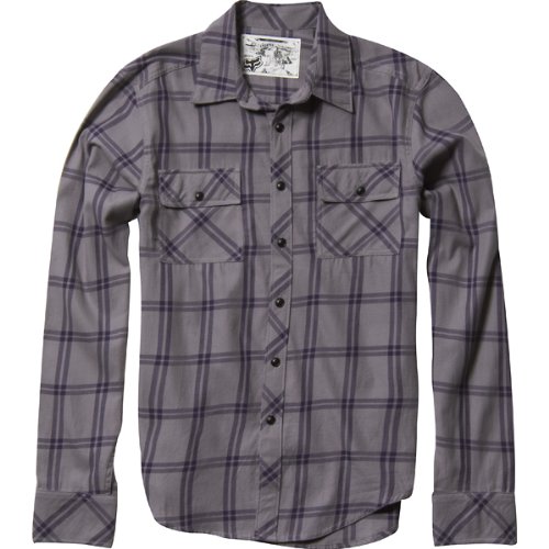 Fox Racing Ryde Flannel Men's Long-Sleeve Sports Wear Shirt w/ Free B&F Heart Sticker Bundle - Grey / Medium