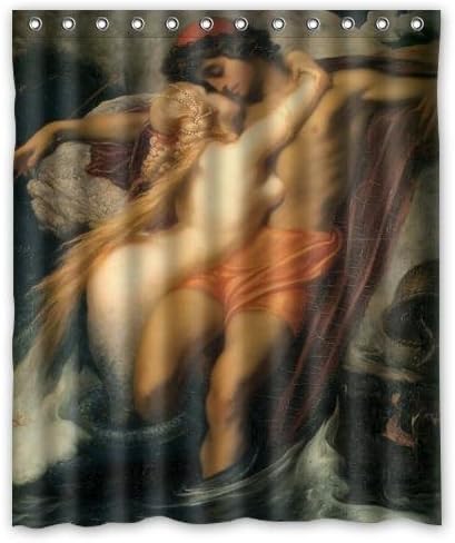 Fashionable Marine Mermaid Print Waterproof Bathroom Decor,Polyester Fabric Shower Curtains,60(w) x 72(h)