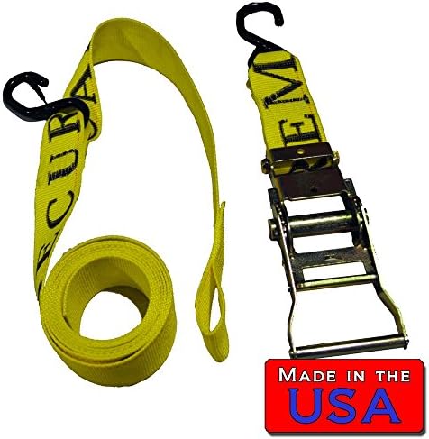 SecureMyCargo ATV 2" Ratchet Strap (S-Hook Fixed End) 2500lbs Break (8' )