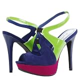 Viral28 Colorblock Slingback Platform Heels COBALT MULTI