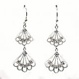 Sterling Silver Earrings with Clear CZ - Size: 44mm