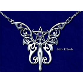 Faerie Pentacle Necklace with Rainbow Moonstone by Moonstone Birthstones
