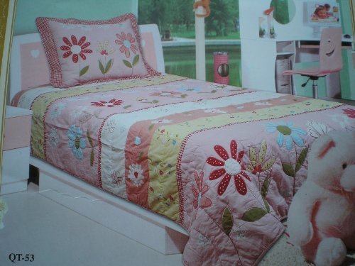 Twin 100% Cotton Fully Quilted Bedspread Coverlet Quilts Blanket Set