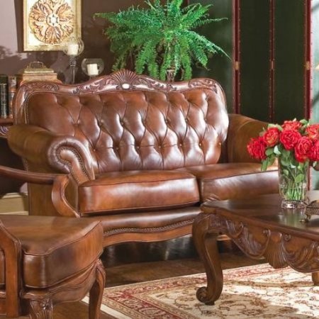 Coaster Loveseat in Brown Tri-Tone Leather On Sale