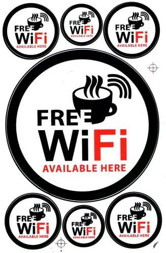 "5 Sheets" Free Wifi Sticker