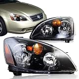 2002 - 2004 Nissan Altima Sedan Black Housing Headlights by HK5