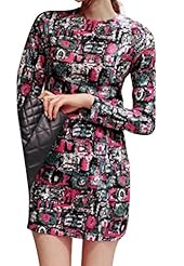 Floral Print Geometric Print Vintage  Shirt  Dress