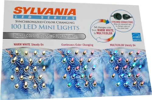 Sylvania 100-Count LED Mini Lights 3 in 1 Synchronized Color Changing (3)