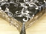 WIPE CLEAN BLACK VINYL TABLECLOTH DINING ROOM 2MTRS X 135CM