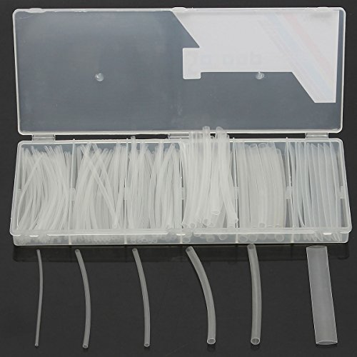 SOLOOP Clear 100mm 6 Size Ï†1.5/2.5/3/5/6/10mm Heat Shrink Tubing Cable Wrap Kit (White, Pack of 150)