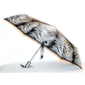 Zebra Umbrella - Animal Print Full Size Folding Compact Art Umbrella with Automatic Push Button Open and Close, Great Gift Idea