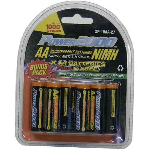 Power 2000 XP10AA 27 2700 mAh AA Nickel Metal Hydride Rechargeable Batteries