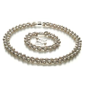 PearlsOnly Weave White 6-7mm A Freshwater Pearl Set