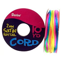 2mm Satin Rattail Cord, Rainbow Colors, 10 yd roll (Pack of 1)