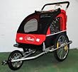 2 in 1 Jogger and Bicycle Trailer With Suspension Wheels - Red / Black