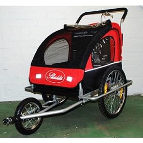 2 in 1 Jogger and Bicycle Trailer With Suspension Wheels - Red / Black