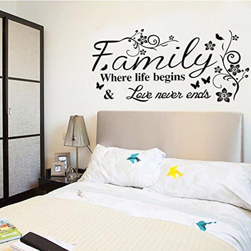 ROTMAKERES Fashion Butterfly Flower English "Family"Decor Wall Stickers Decal Removable Art Vinyl Decor Home