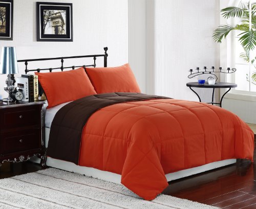 3 Piece Reversible Goose Down Alternative Comforter Set, with Anti-Microbial finish, Tangerine, Orange, Brown Bed Cover Queen Size Bedding 3 Piece Reversible Goose Down Alternative Comforter Set, with Anti-Microbial finish, Tangerine, Orange, Brown Bed Cover Queen Size Bedding