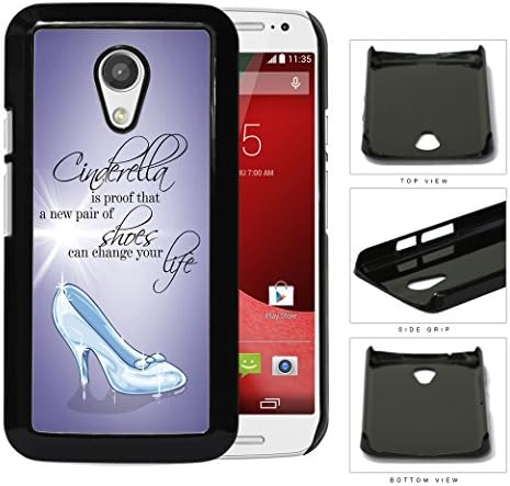 Cinderella Glass High Heel Shoe Quote with Purple Back Gradient Motorola (Moto G) 2ND GEN. Hard Snap on Plastic Cell Phone Case Cover