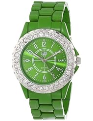 Fancy Face Womens FF261-GR Green Stone Bezel Metal Bracelet Watch