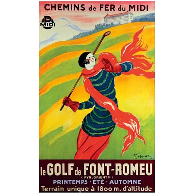 (24x36) Leonetto Cappiello Font Romeu le Golf Art Print Poster