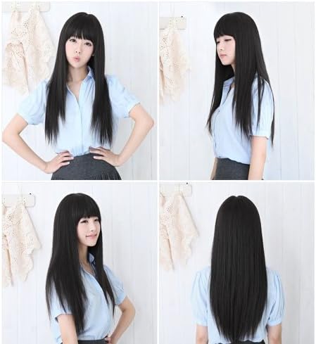 Womens Girls Fashion Long Straight Full Hair Clip Wigs Cosplay Hair Brand New (Black)
