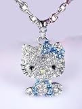 Hello Kitty Swarovski Crystal with BLUE Necklace ships in Hello Kitty gift box