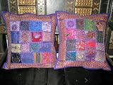 Review mogulinterior.com  / 2 Purple Gujrati Embroidered Sari Toss Pillow Cushion Covers