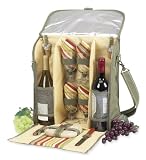 Picnic at Ascot 156S Santa Barbara Vintage Wine Carrier for 4 Olive Stripe