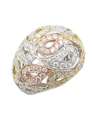 14k White, Yellow and Pink Gold 2.9ctw Diamond Cocktail Ring LR1860N Size 7.5