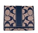 Coach Women's Signature Large Frame Wallet, Black/Wheat