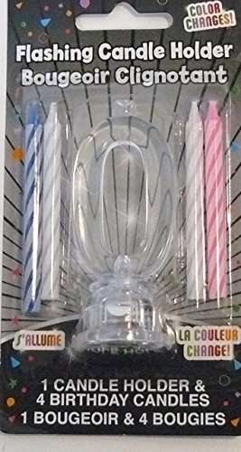 # 0 Birthday Flashing Number Candle Holder with 4 Birthday Party Candles