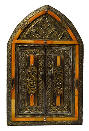 Moroccan Mirrors Handmade Camelbone and Wood, Orange