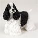 Cocker Spaniel, Black/White Original Dog Figurine (4in-5in)