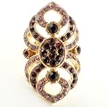 Vintage Purple Rhinestone Crystal Oval Adjustable Cocktail Party Ring
