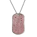 Crystal Dog Tag Pendant- Pink