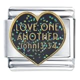 Love One Another Religious Heart Italian Charms Bracelet Link