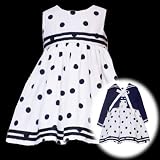 Rare Editions Baby/Infant Girls 12M-24M 2-Piece NAVY-BLUE WHITE POLKA DOT Resort Nautical Special Occasion Party Dress & Jacket Set