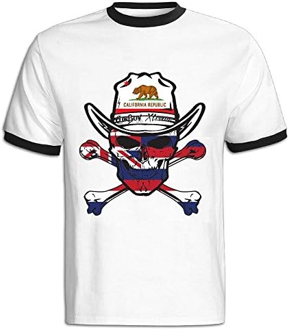 California Skull Flag Gentleman Clash Color Short Sleeve Clothing
