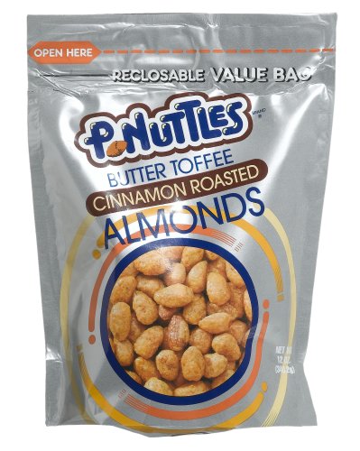 P-nuttles Cinnamon Roasted Almonds, 12-Ounce Bags (Pack of 6) by P-nuttles