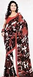 Indian Traditional Black Faux Georgette Belly Dance Dress Saree Sari with Unstitched Blouse