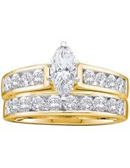 1.00CT DIAMOND BRIDAL SET WITH 0.25CT CENTER MARQUISE