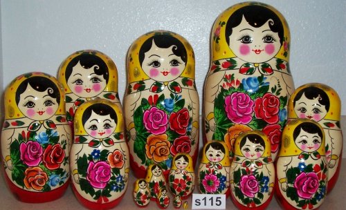 Childrens Toyshop  Toys : Russian Traditional 15 pc / 12 in Nesting Nested Stacking doll s-115