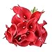 Wuudi 20pcs Calla Lily Bridal Wedding Bouquet Head Latex Real Touch Flower Bouquets(Red)
