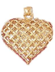 Dazzlers Solid 14k Gold 3D Heart Charm Pendant Available in three colors from jewelsberry (weights: 4.4 grams only)