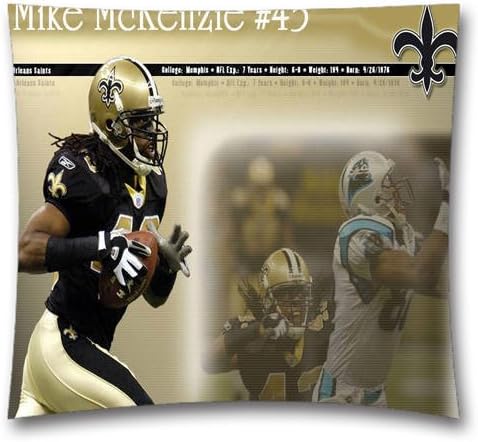 NFL Throw Pillow Cushion Covers, New Orleans Saints Square Decorative Throw Pillowcases, Pure Cotton, Bedding, Sofa, Couch, Size: 18x18 inches (45x45 cm) Ball Game Theme 2612