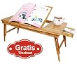 Also Suitable For Left-handed, 100% Bamboo Foldable Laptop Table, Folding Bed Table, Lengthen Size, FBT04-L-N + A placemat Free!