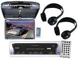 Pyle Super DVD Package for Car/Truck/SUV -- PLVWR930 9.2-Inch Flip Down Monitor with IR Transmitter + PLD136 In-Dash Mobile DVD/VCD/CD/CDR/CDRwithMP3 Player + Pair of PLVWH5 Wireless IR Mobile Video Stereo Headphones.