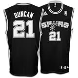 Tim Duncan Jersey: adidas Black Replica #21 San Antonio Spurs Jersey - Small